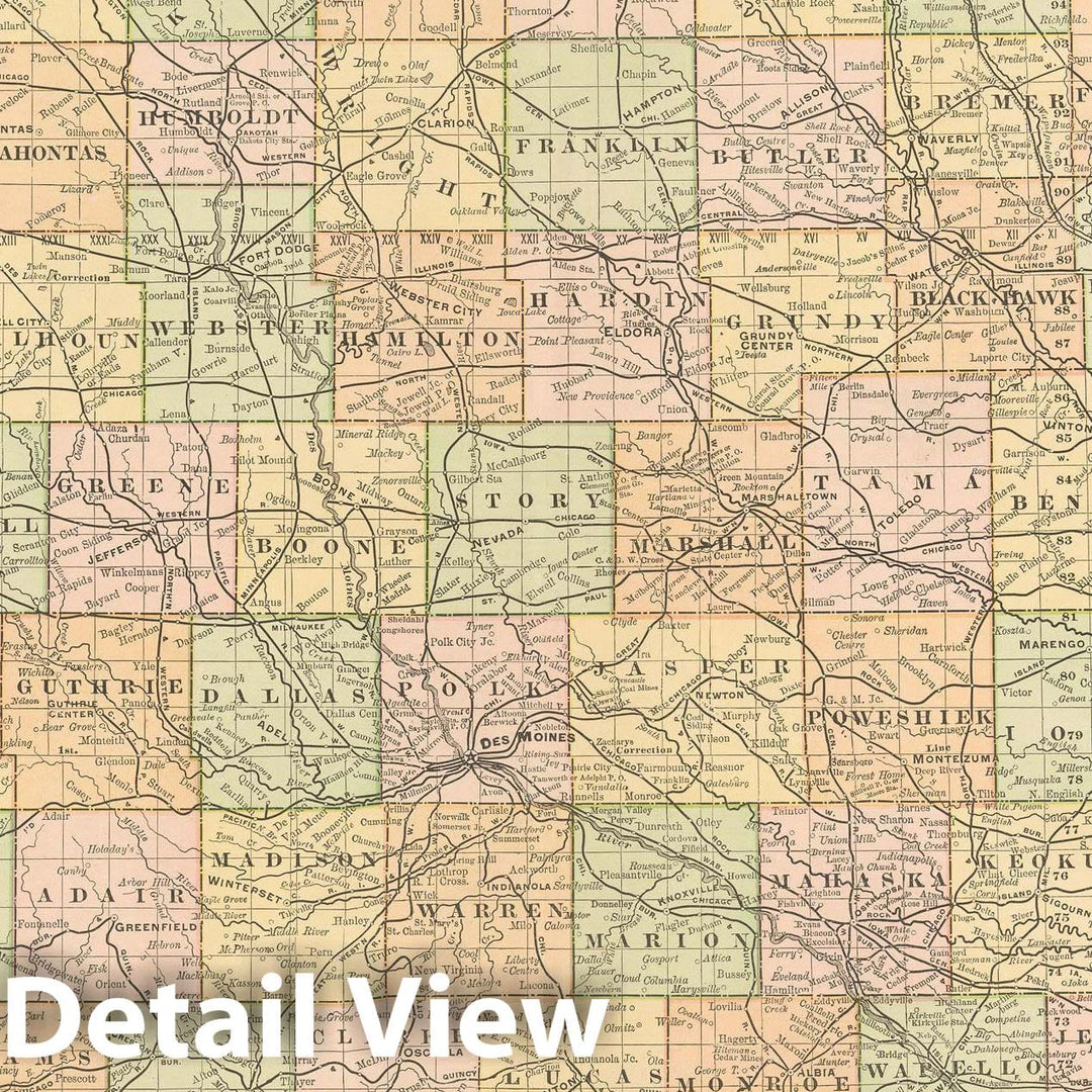 Historic Map : United States Maps, Iowa 1894 , Vintage Wall Art