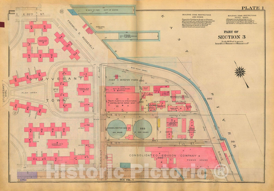 Historic Map : Atlas City of New York, Borough of Manhattan, Volume Two, 14th Street to 59th Street, Manhattan 1928 Plate 001 , Vintage Wall Art