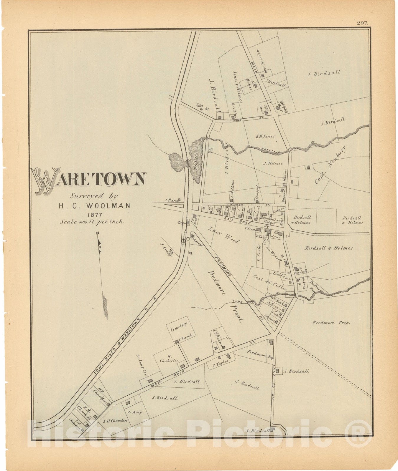 Historic Map : Atlas New Jersey Coast, Waretown 1878 , Vintage Wall Art