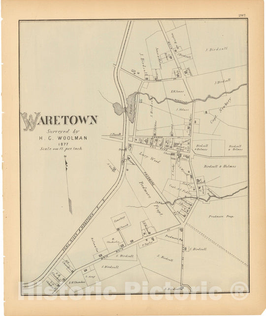 Historic Map : Atlas New Jersey Coast, Waretown 1878 , Vintage Wall Art