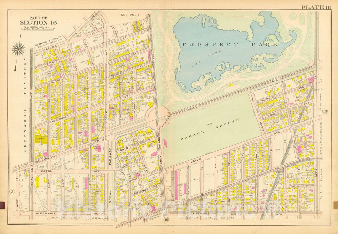 Historic Map : Vol. 2, Brooklyn 1907 Plate 016 , Atlas Borough of Brooklyn , Vintage Wall Art