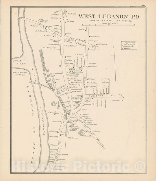 Historic Map : Lebanon 1892 , Town and City Atlas State of New Hampshire , v2, Vintage Wall Art