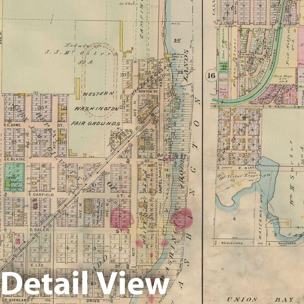 Historic Map : Real Estate Atlas of Surveys of Seattle, Seattle 1912 Plate 020 , Vintage Wall Art