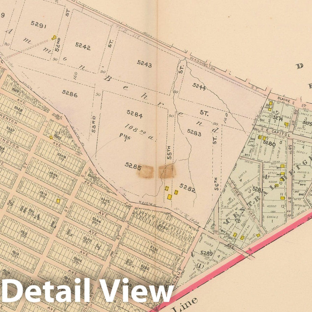 Historic Map : Atlas of Washington D.C. Volume 4 (NE, SE), Washington 1907 Plate 016 , Vintage Wall Art