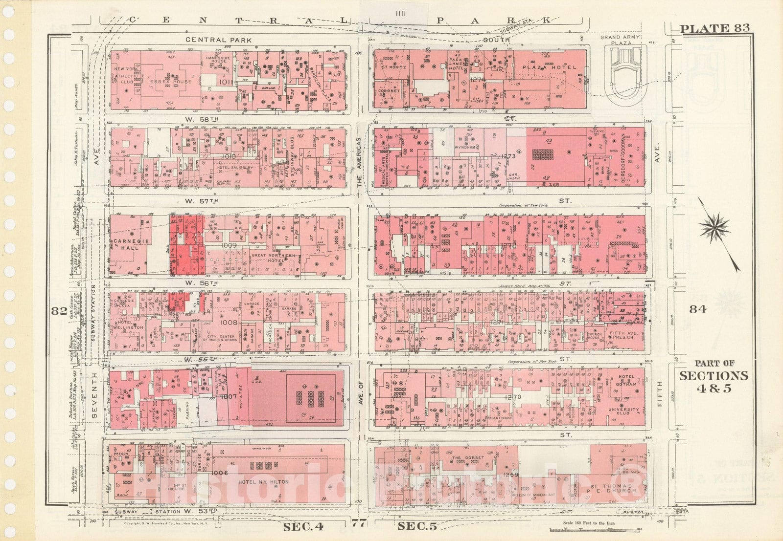 Historic Map : Manhattan Land Book 1955 - Updated Through Nov 7th, New York City 1975 Plate 083 , Vintage Wall Art