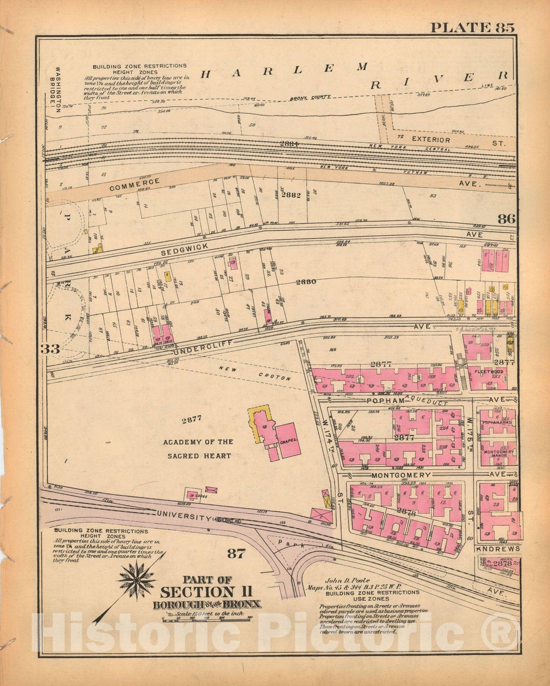 Historic Map : Borough of The Bronx, Sections 9-13, The Bronx 1928 Plate 085 , Vintage Wall Art