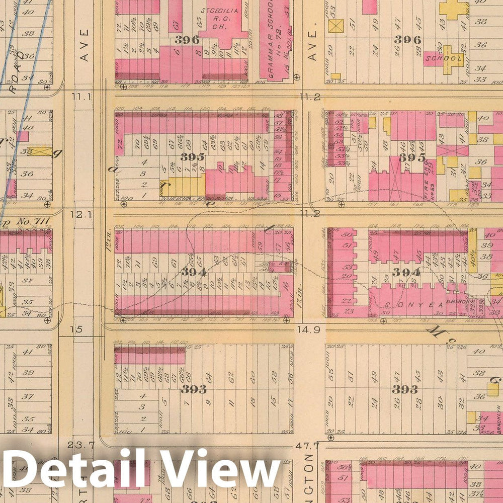 Historic Map : Atlas City of New York, Vol 2 ... 12th Ward, 2nd Ed., Manhattan 1884 Plate 005 , Vintage Wall Art