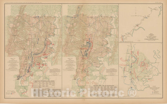 Historic Map : Civil War Atlas of the Union and Confederate Armies, Battles of Chickamauga, GA 1895 , Vintage Wall Art