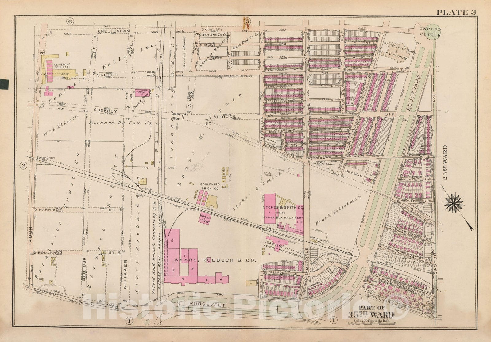 Historic Map : Atlas City of Philadelphia 35th Ward, Philadelphia 1927 Plate 003 , Vintage Wall Art