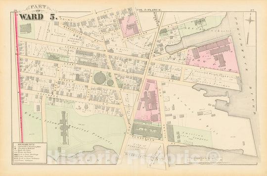 Historic Map : City Atlas of Providence Rhode Island by Wards, Volume II, Providence 1875 Plate E , Vintage Wall Art