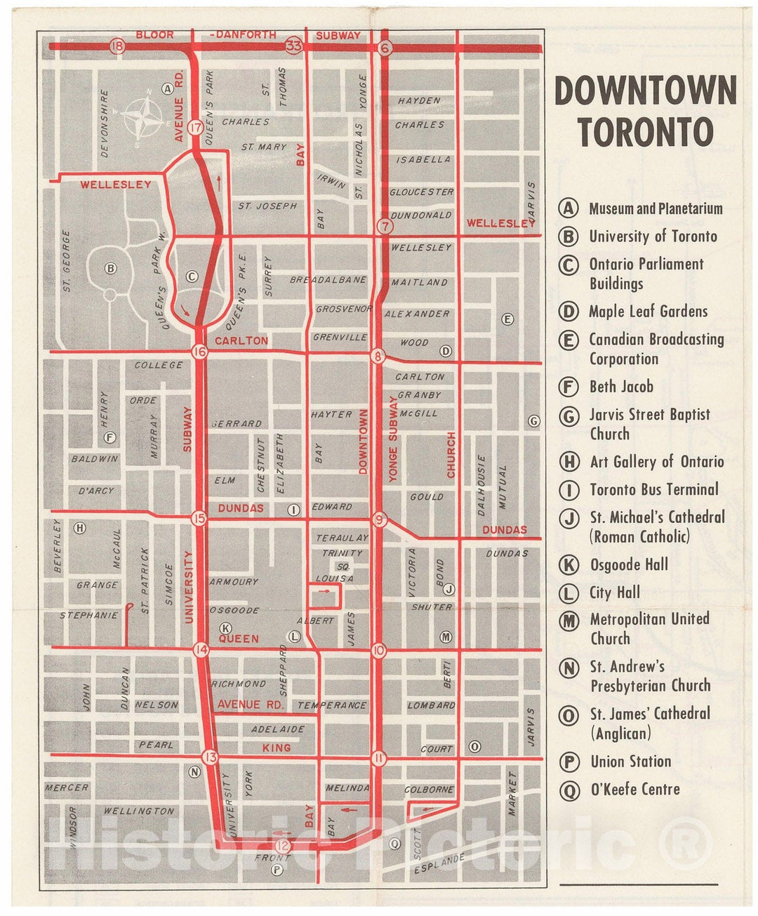 Historic Map : Downtown Toronto Transit Map 1969 Railroad Catography , Vintage Wall Art