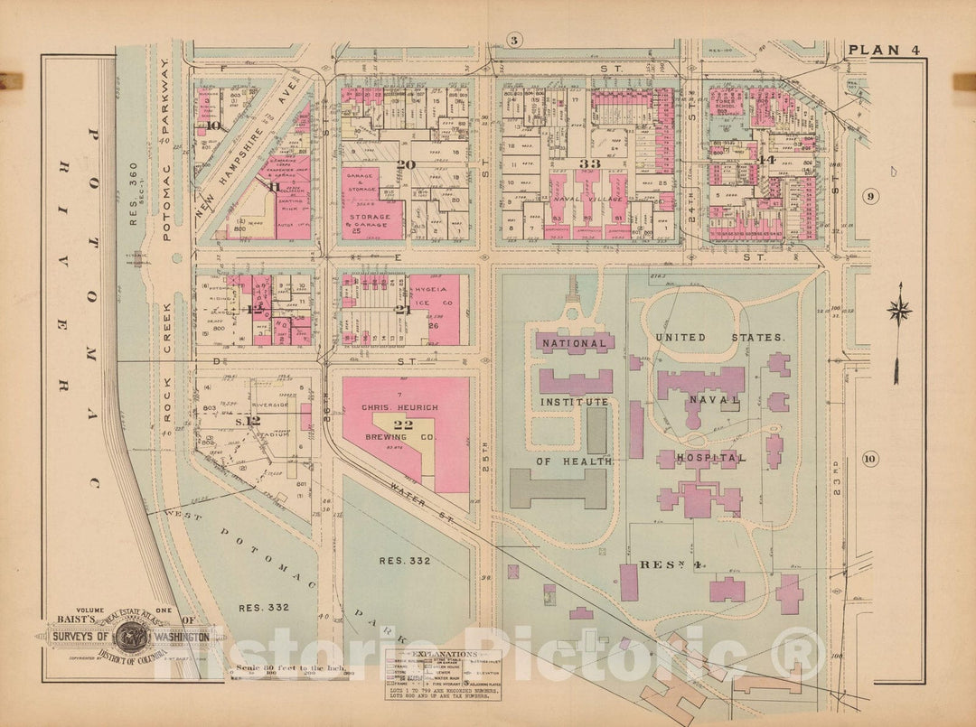 Historic Map : Atlas of Washington D.C. Volume 1 (Inner NW), Washington 1939 Plate 004 , Vintage Wall Art