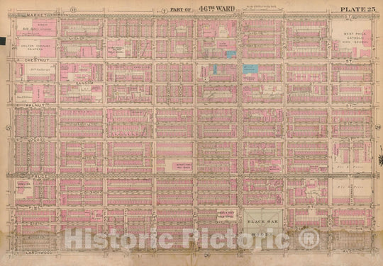 Historic Map : Atlas City of Philadelphia Wards 24,27,34,40,44&46 West Philadelphia, West Philadelphia 1927 Plate 025 , Vintage Wall Art