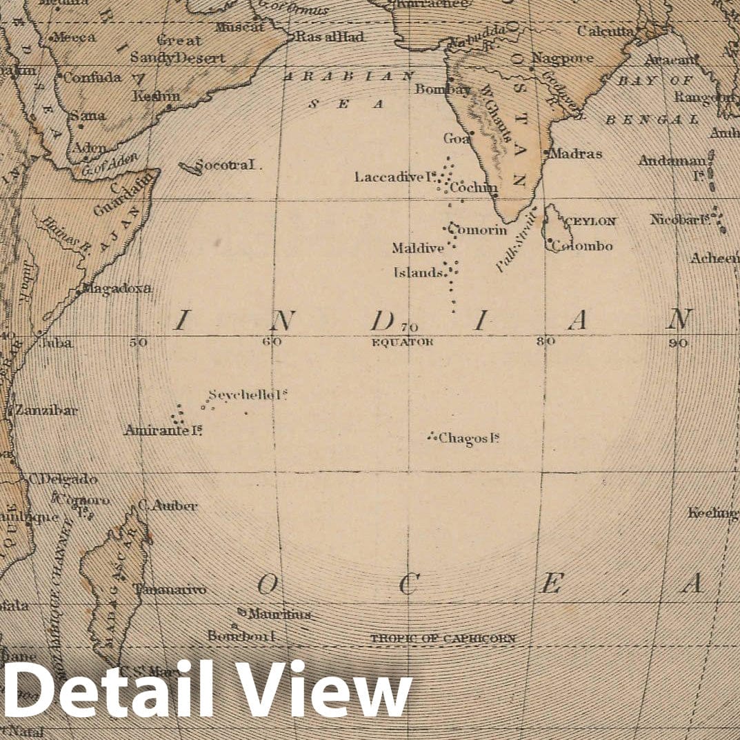 Historic Map : Warren's Common-School Geography, World Map 1879 , v2, Vintage Wall Art