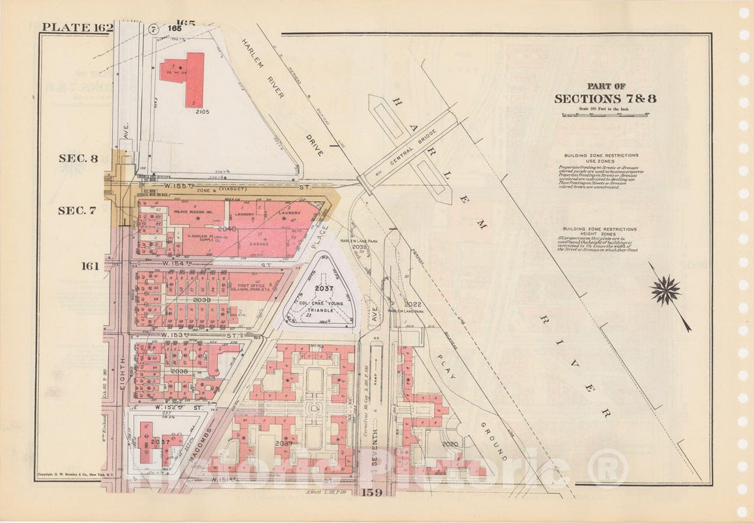 Historic Map : Manhattan Land Book 1955 - Updated Through Nov 7th, New York City 1975 Plate 162 , Vintage Wall Art