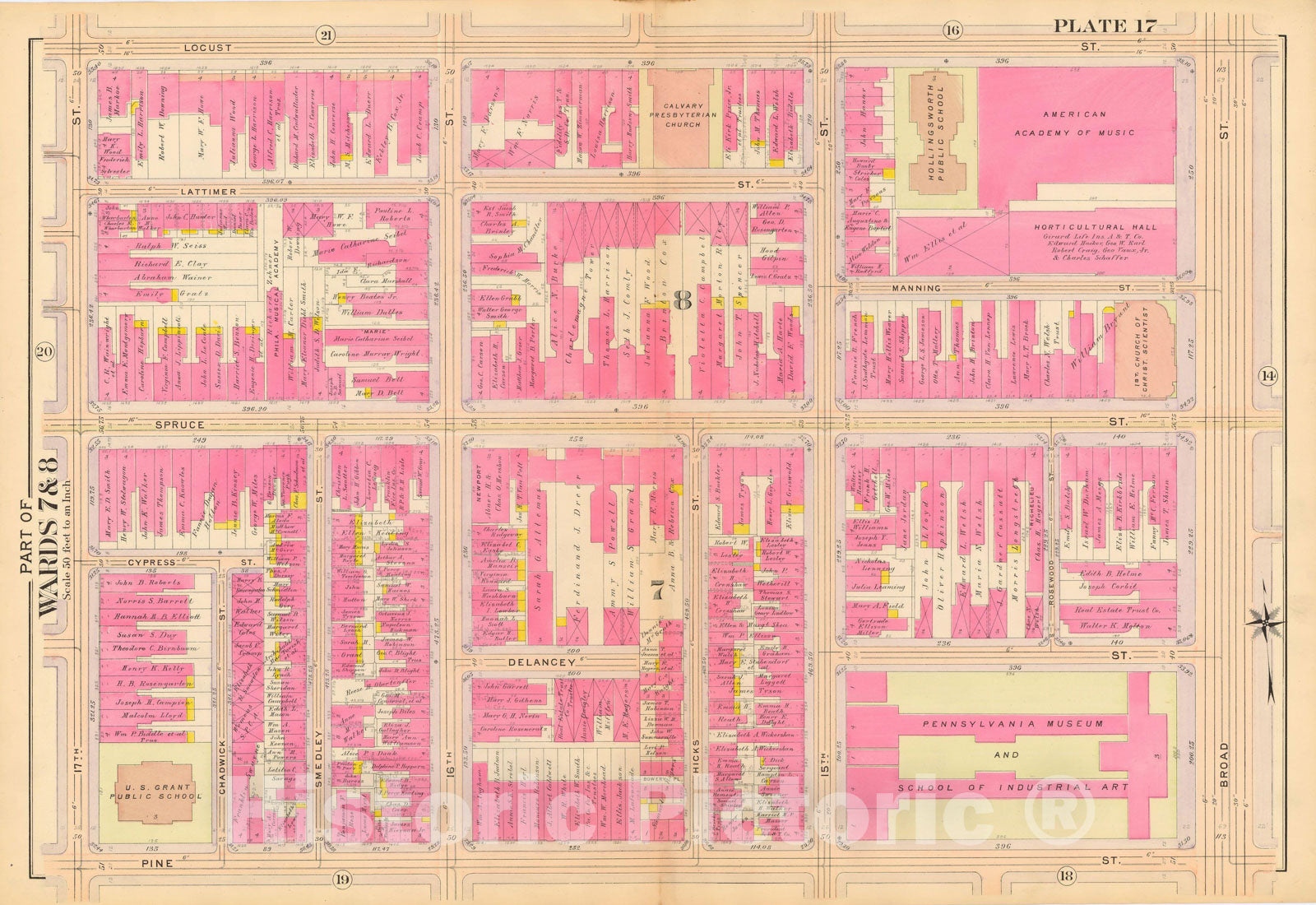 Historic Map : Philadelphia 1908 Plate 017 , Vintage Wall Art