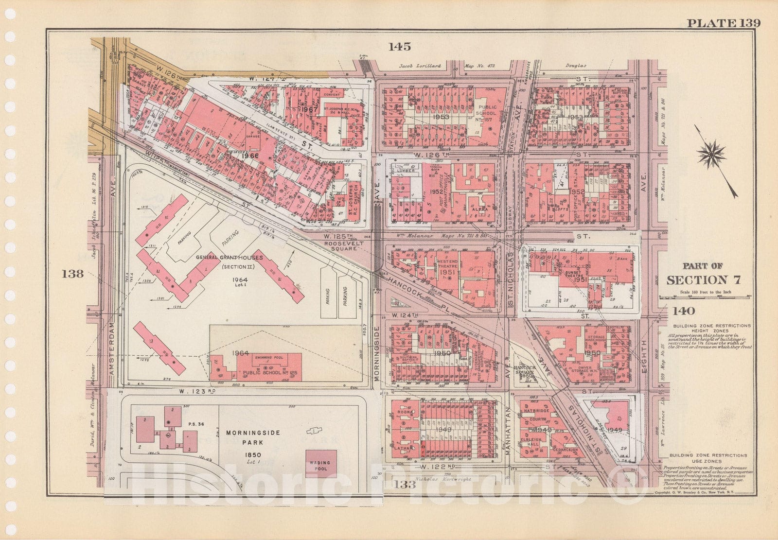 Historic Map : Manhattan Land Book 1955 - Updated Through Nov 7th, New York City 1975 Plate 139 , Vintage Wall Art