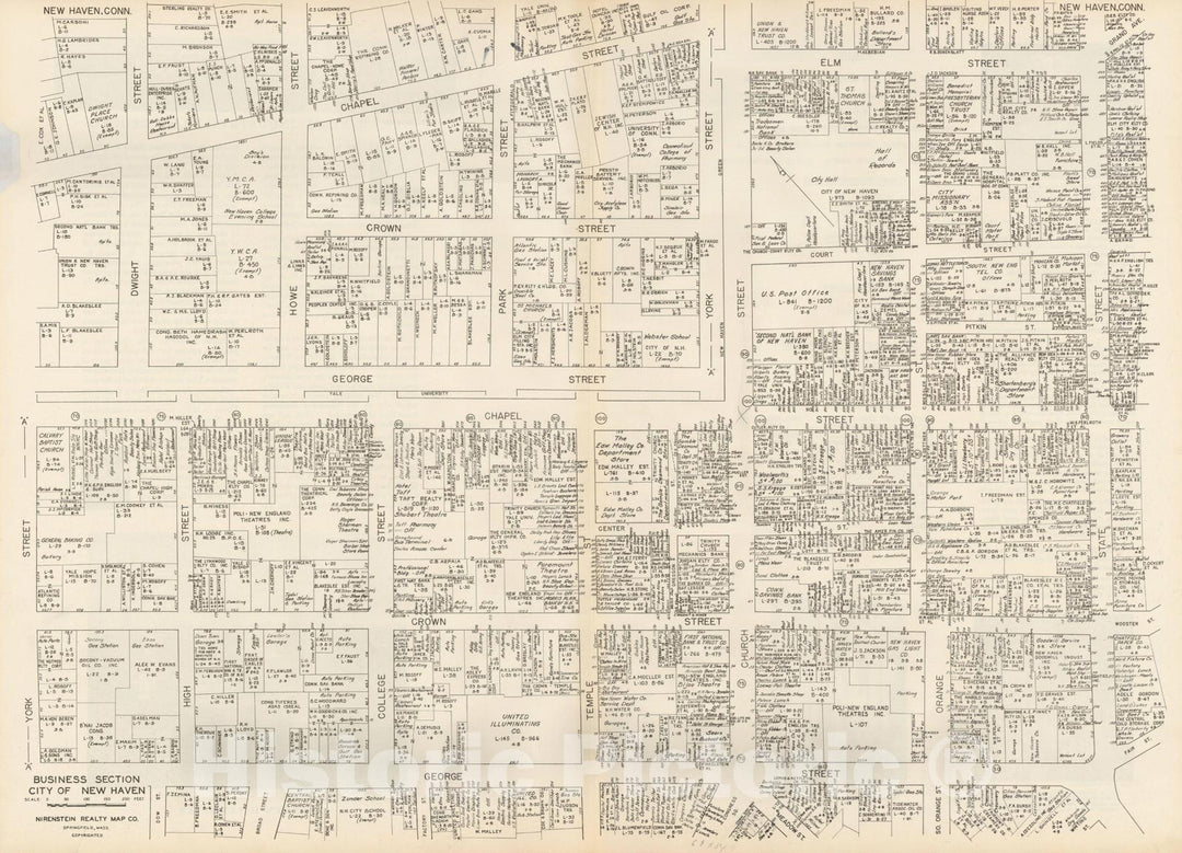 Historic Map : New England States Ed., New Haven 1946 , Nirenstein's National Preferred Real Estate Locations of Business Properties , Vintage Wall Art