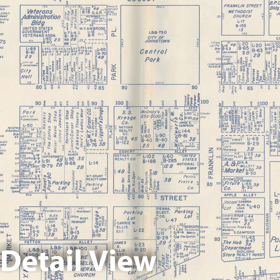 Historic Map : States of PA, VA & WV, Johnstown 1950 , Nirenstein's Real Estate Atlas , Vintage Wall Art