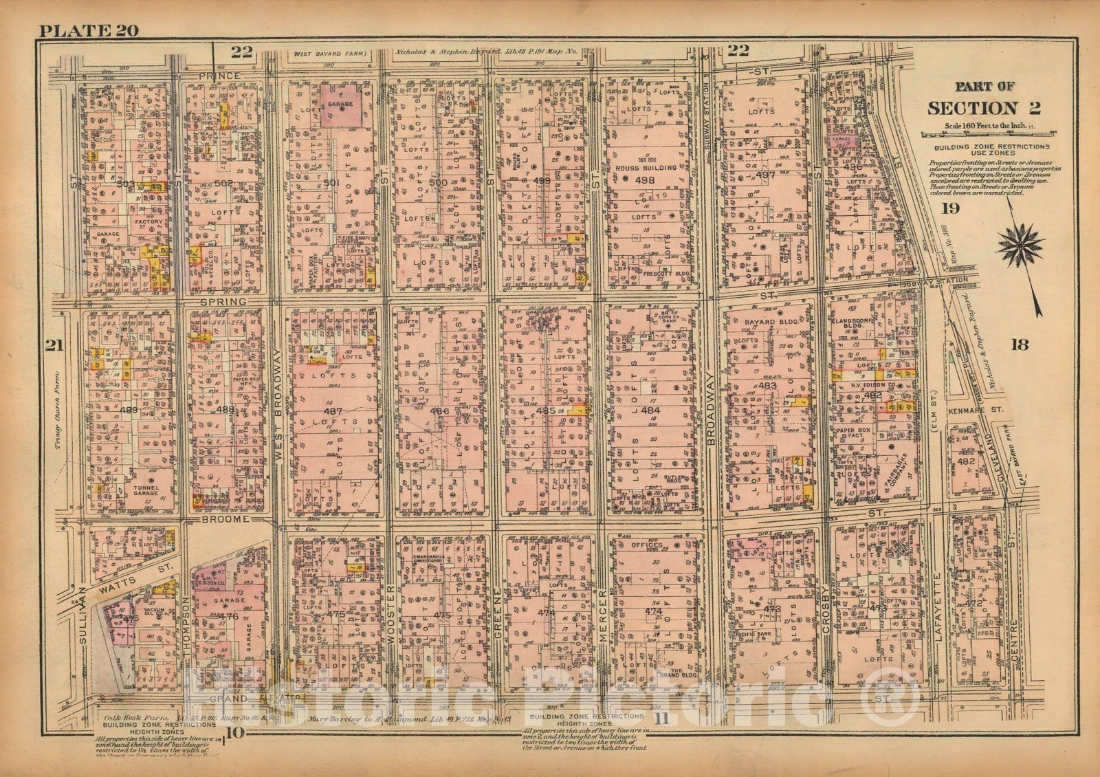 Historic Map : Land Book of the Borough of Manhattan, City of NY, Manhattan 1925 Plate 020 , Vintage Wall Art