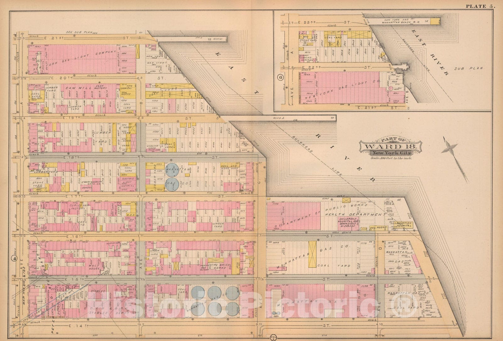 Historic Map : Atlas City of New York, Vol. 3; 16, Manhattan 1883 Plate 005 , Vintage Wall Art