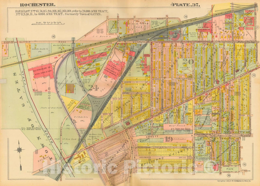 Historic Map : Plat Book of the City of Rochester New York and Vicinity, 1918 Plate 037 , Vintage Wall Art