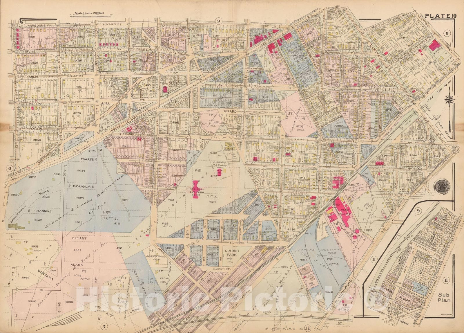 Historic Map : Atlas of Washington D.C. Volume 4 (NE, SE), Washington 1927 Plate 010 , Vintage Wall Art