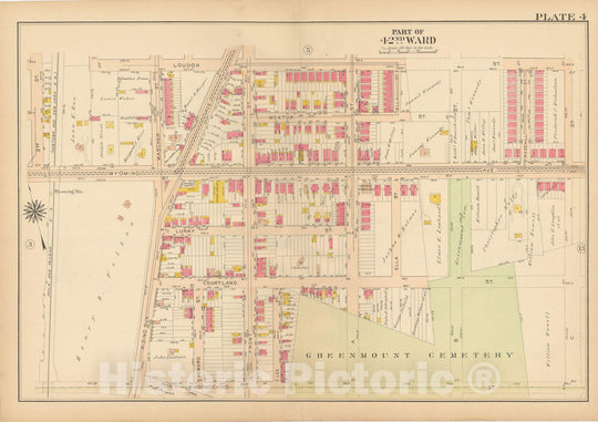 Historic Map : Atlas City of Philadelphia, 42nd Ward, Philadelphia 1913 Plate 004 , Vintage Wall Art