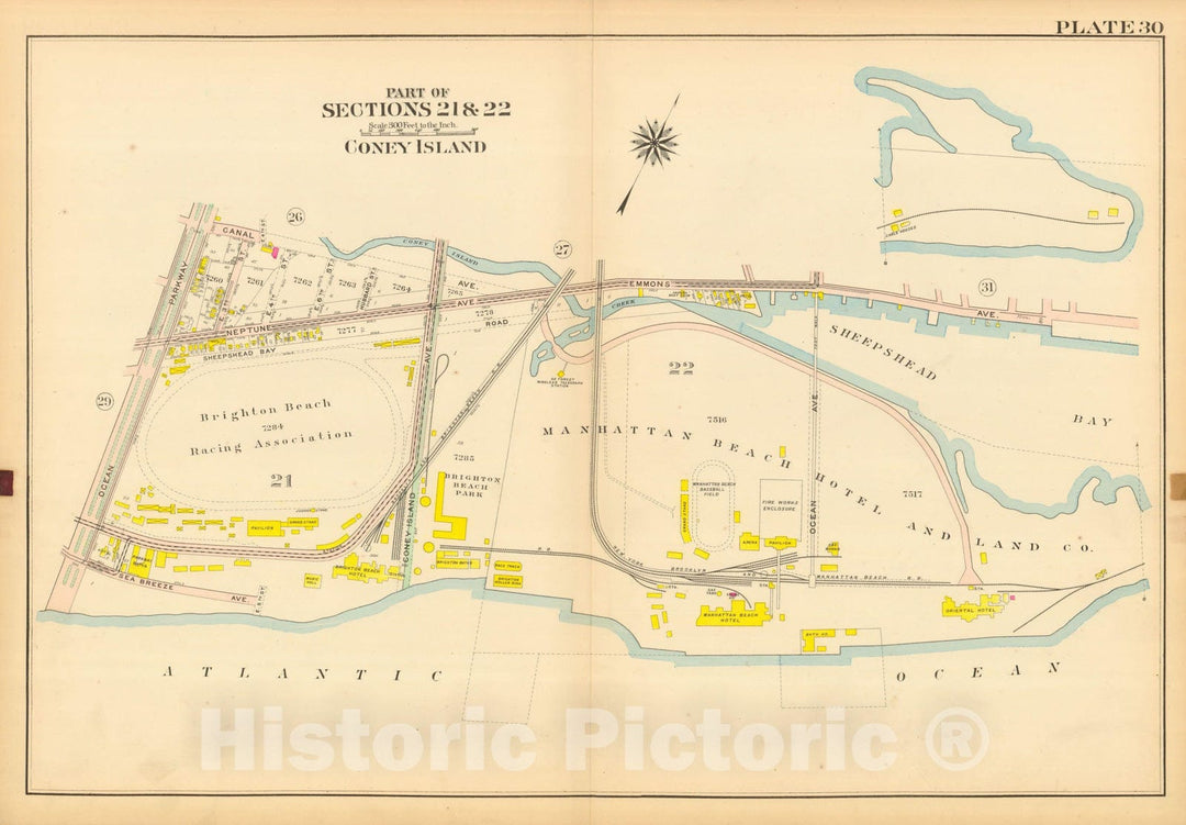 Historic Map : Vol. 2, Brooklyn 1907 Plate 030 , Atlas Borough of Brooklyn , Vintage Wall Art