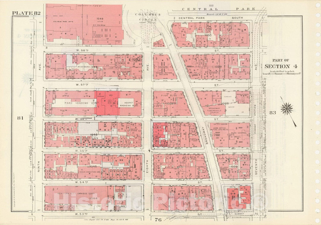 Historic Map : Manhattan Land Book 1955 - Updated Through Nov 7th, New York City 1975 Plate 082 , Vintage Wall Art