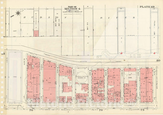 Historic Map : Manhattan Land Book 1955 - Updated Through Nov 7th, New York City 1975 Plate 069 , Vintage Wall Art