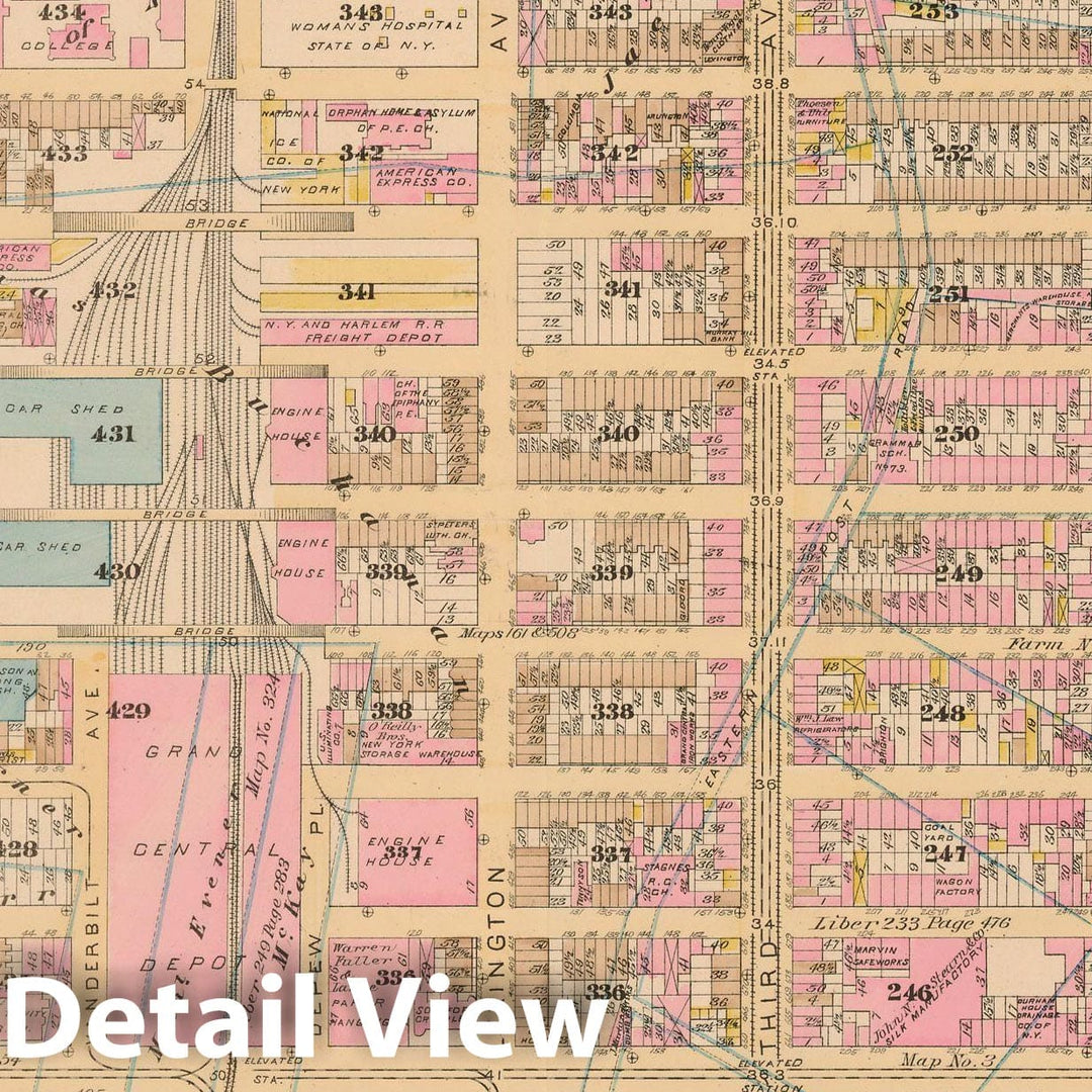 Historic Map : Manhattan & New York City 1885 Plate 016 , Robinson's Atlas City of New York , Vintage Wall Art