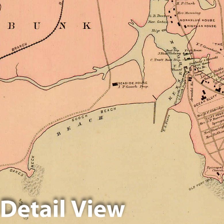 Historic Map : Atlas State of Maine, Kennebunk & Kennebunkport 1894-95 , Vintage Wall Art