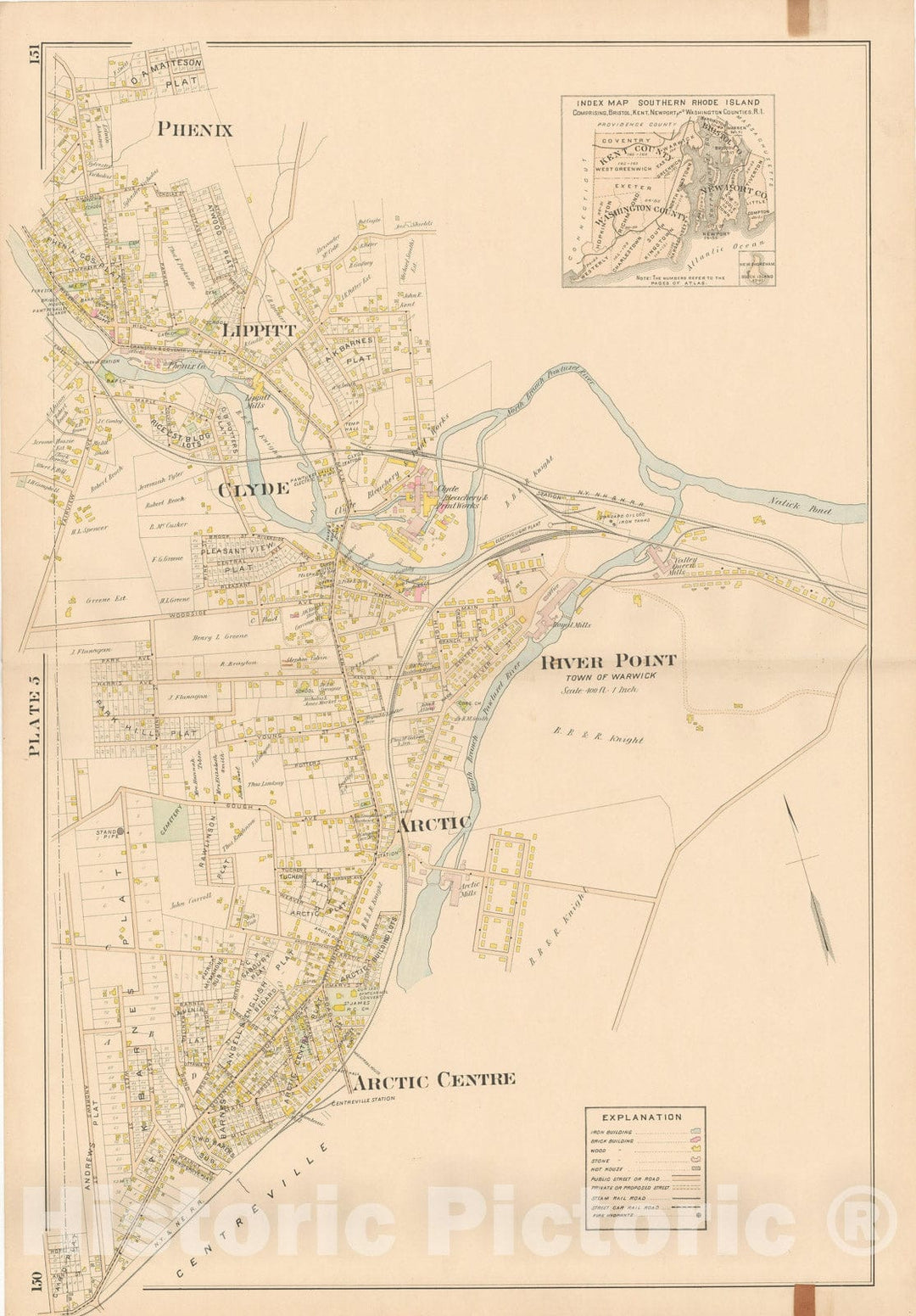 Historic Map : Atlas of Southern Rhode Island, Warwick 1895 Plate 005 , Vintage Wall Art