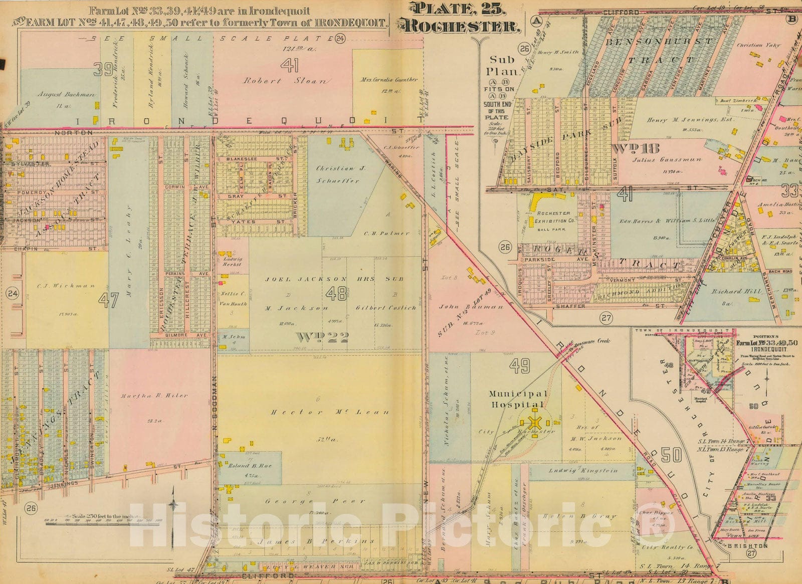 Historic Map : Atlas City of Rochester New York, Rochester 1910 Plate 025 , Vintage Wall Art