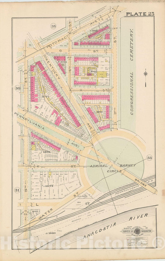 Historic Map : Atlas of Washington D.C. Volume 2 (NE, SE, SW), Washington 1928 Plate 025 , Vintage Wall Art