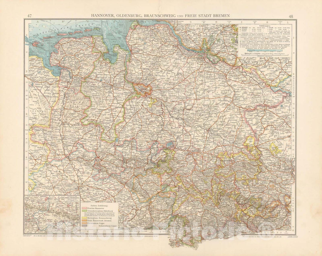 Historic Map : Germany 1899 , Andrees Allgemeiner Handatlas , v11, Vintage Wall Art