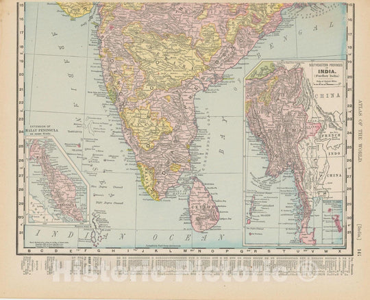 Historic Map : India 1900 , Universal Atlas World , v2, Vintage Wall Art