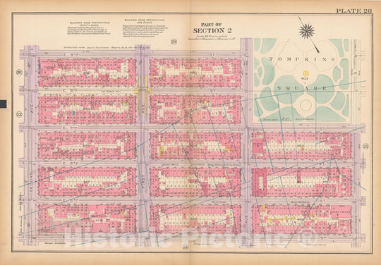 Historic Map : Atlas City of New York, Borough of Manhattan, Vol 1, Batery to 14th St 1922 - 1935 Plate 028 , Vintage Wall Art