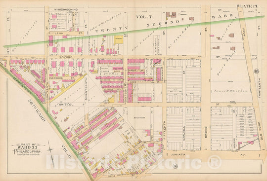 Historic Map : Atlas City of Philadelphia Volume 9 25th and 33rd Wards, Philadelphia 1891 Plate 017 , Vintage Wall Art