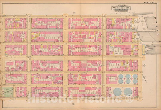 Historic Map : Atlas City of New York, Vol. 3; 16, Manhattan 1883 Plate 006 , Vintage Wall Art