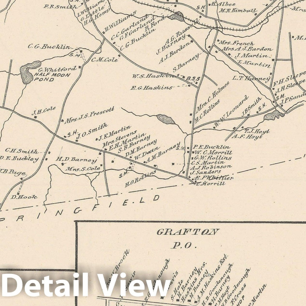 Historic Map : Franconia & Grafton 1892 , Town and City Atlas State of New Hampshire , Vintage Wall Art