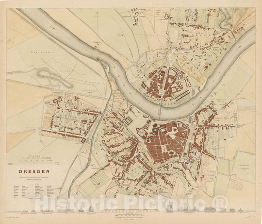 Historic Map : Europe, Dresden 1833 , Vintage Wall Art