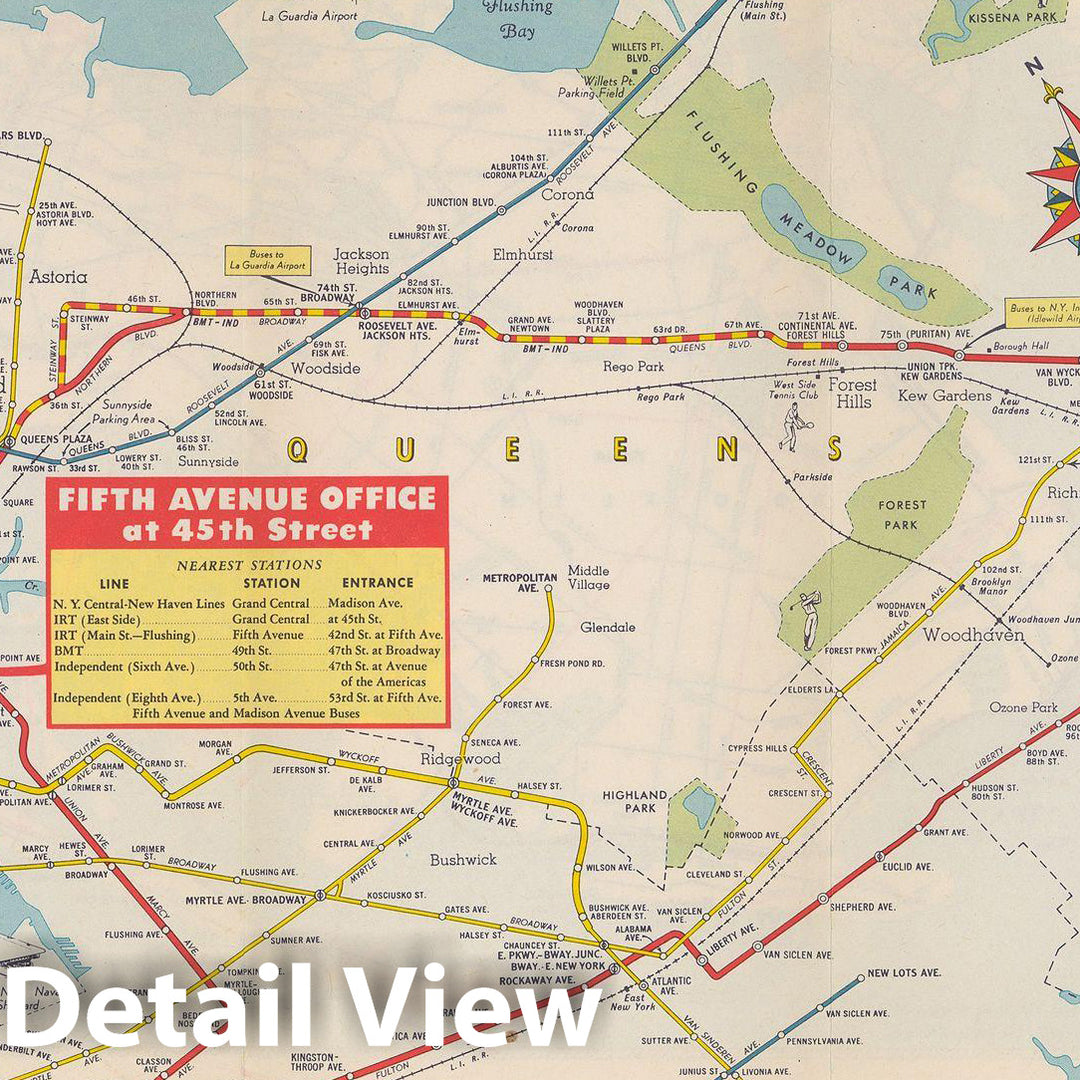 Historic Map : New York City Transit Maps, Rapid Transit Map of Greater New York 1957 Railroad Catography , Vintage Wall Art