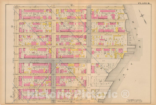 Historic Map : Atlas City of New York, Vol 2 ... 12th Ward, 2nd Ed., Manhattan 1884 Plate 008 , Vintage Wall Art