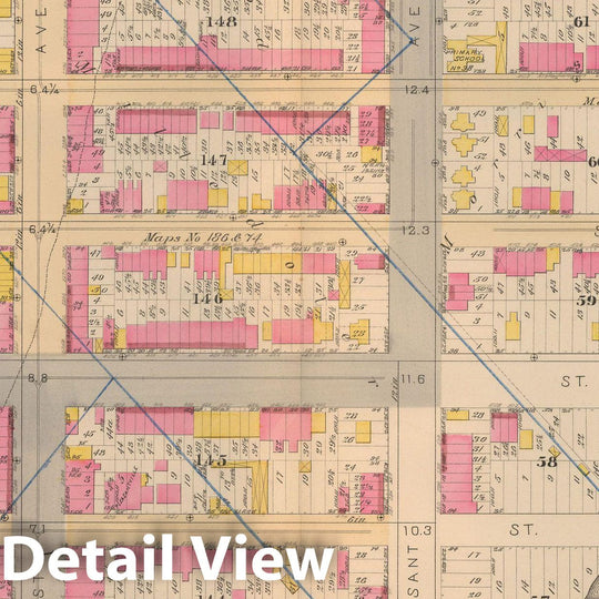 Historic Map : Atlas City of New York, Vol 2 ... 12th Ward, 2nd Ed., Manhattan 1884 Plate 008 , Vintage Wall Art