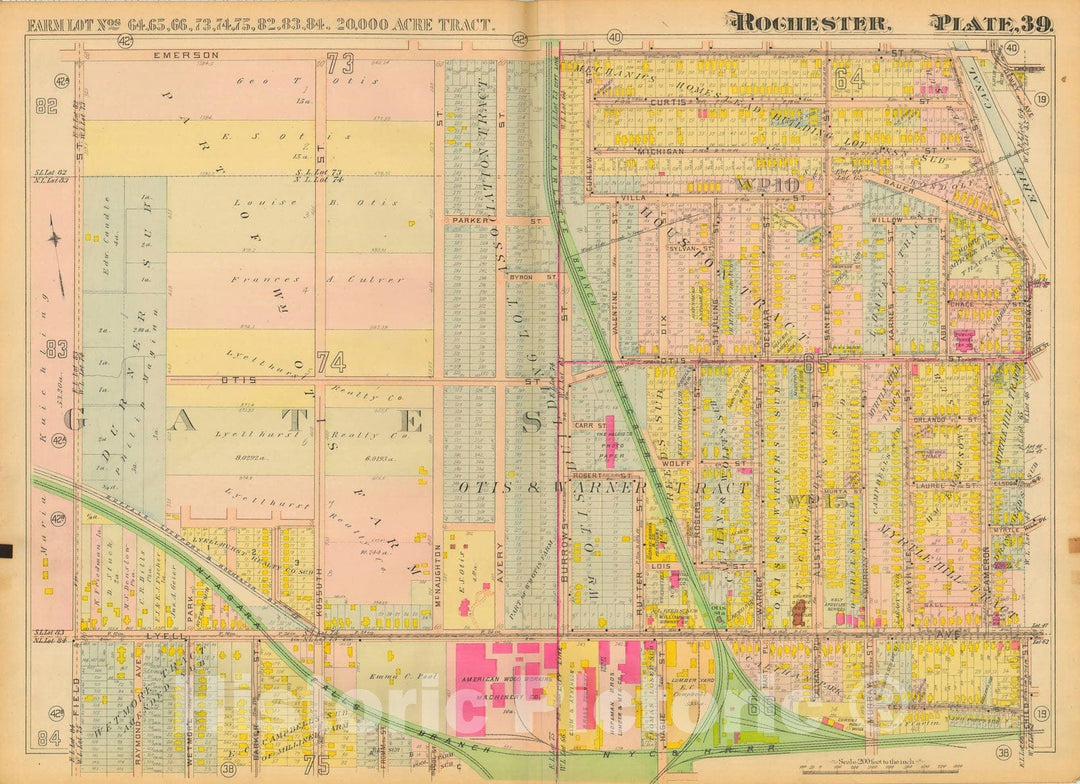 Historic Map : Atlas City of Rochester New York, Rochester 1910 Plate 039 , Vintage Wall Art