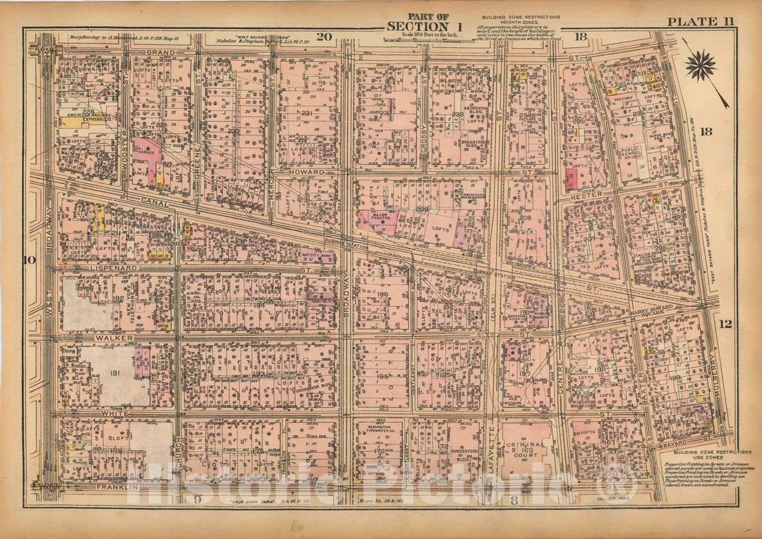 Historic Map : Land Book of the Borough of Manhattan, City of NY, Manhattan 1925 Plate 011 , Vintage Wall Art