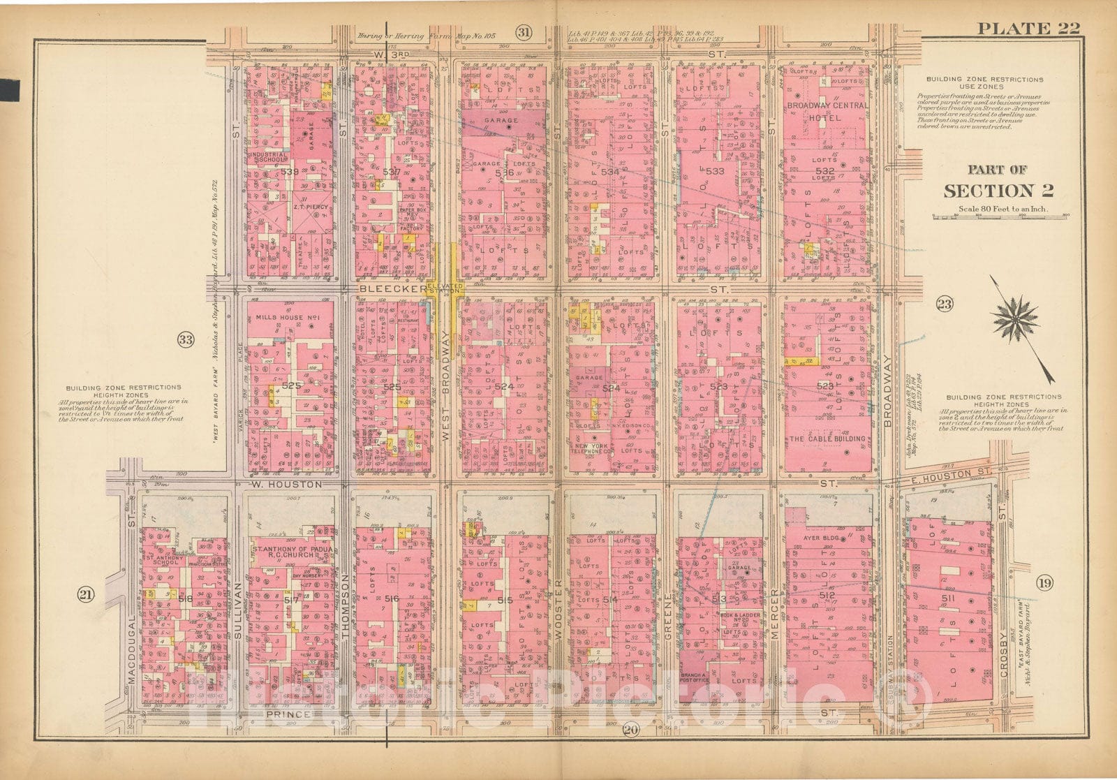 Historic Map : Atlas City of New York, Borough of Manhattan, Vol 1, Batery to 14th St 1922 - 1935 Plate 022 , Vintage Wall Art