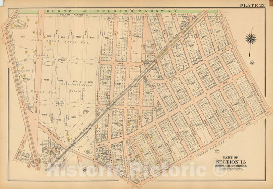 Historic Map : Atlas City of NY, Borough of The Bronx, Annexed District, The Bronx 1913 Plate 023 , Vintage Wall Art